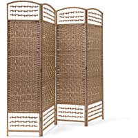 Relaxdays – Biombo Plegable de 4 Paneles de bambú- Protege de la luz- Divide los Espacios- tabique de separación- 179 x…